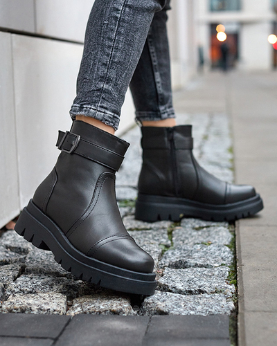 Schwarze Damenstiefel mit Schnalle Utilas - Footwear