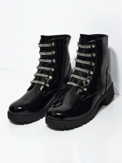 Lackierte Damen Schnürstiefeletten Fjorra