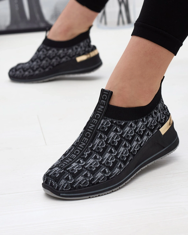 Schwarz-graue Damen-Slipper mit Aufdruck Scerpa- Footwear