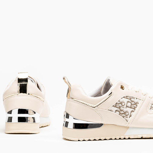 Бежеві жіночі кросівки зі сріблястою вставкою Klam