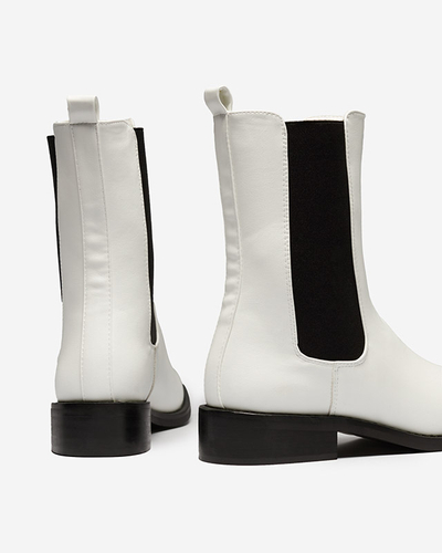 Weiße hohe Damenstiefel mit eckiger Kappe Ludiz- Footwear