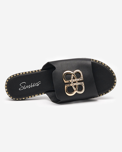 OUTLET Schwarze Damenhausschuhe mit goldener Verzierung Silobi- Footwear