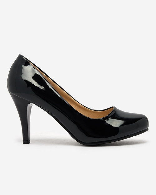 Royalfashion Чорні лаковані човники на підборах Degonop