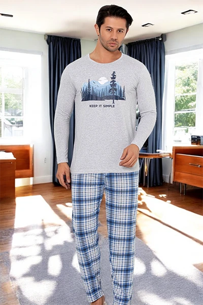 Royalfashion Herren Baumwollpyjama im Karomuster