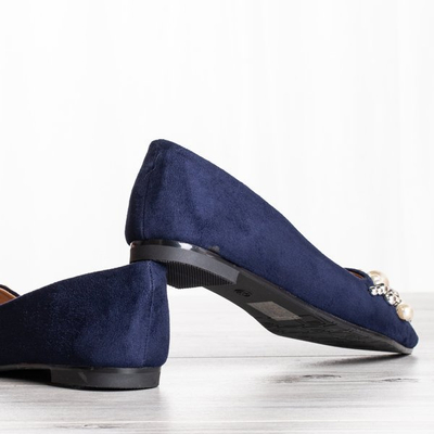 Marineblaue Ballerinas mit Perlen und Zirkonen Eithne - Footwear