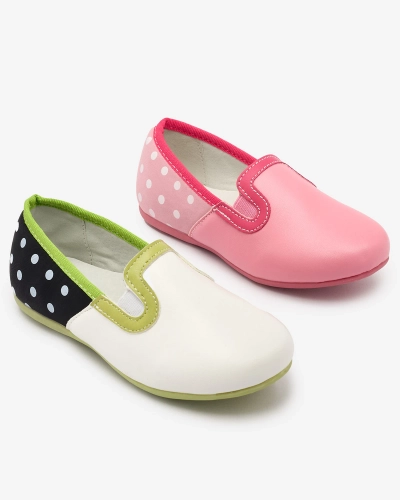 Weiße Halbschuhe für Mädchen aus Ökoleder mit Erbsenprint Rellme- Footwear