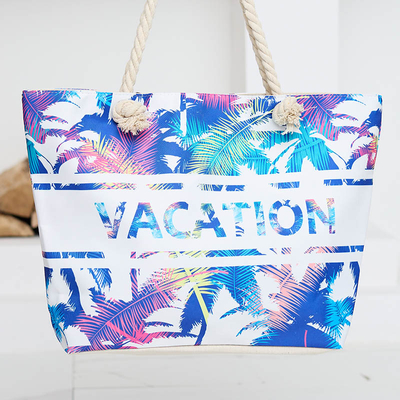 Blaue Strandtasche mit Blumendruck - Accessoires