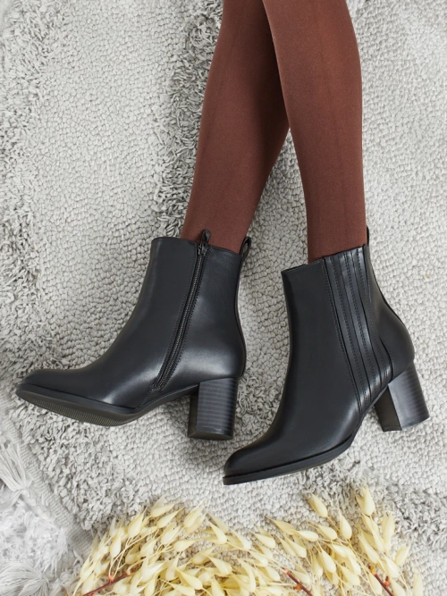 Ботильйони жіночі еко шкіряні на підборах-стовпчику Nerelle