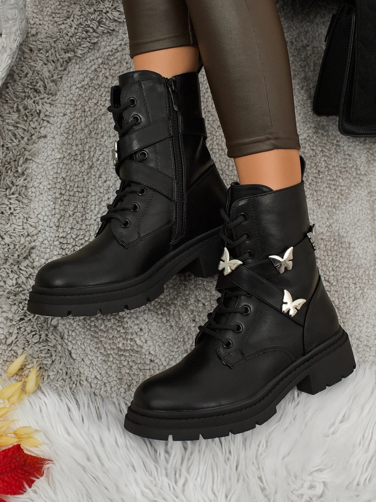 Damen Worker Boots mit Verzierungen Motill