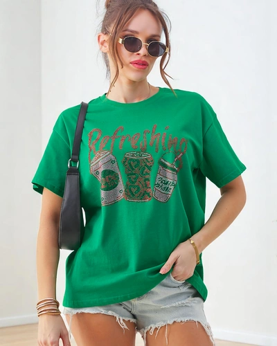 Royalfashion Damen Baumwoll-T-Shirt mit Strassdruck