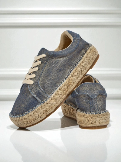 Aurelia Denim Espadrillos – Damen-Sneakers mit flachem Absatz und Stoff
