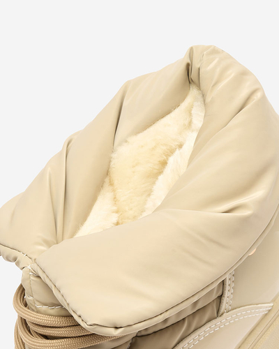 Royalfashion Damen Schlupf-Schneestiefel in hellbraun Dabenda