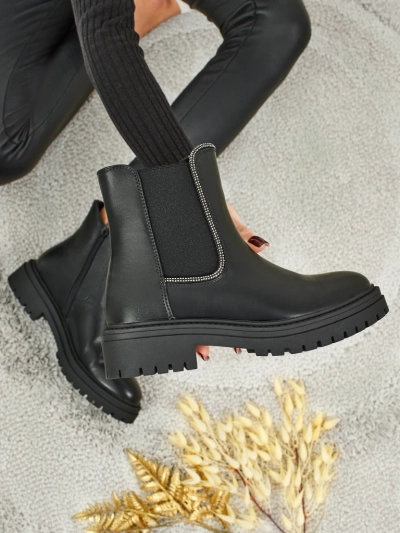 Stiefeletten aus Öko-Leder mit Zirkonia Novira