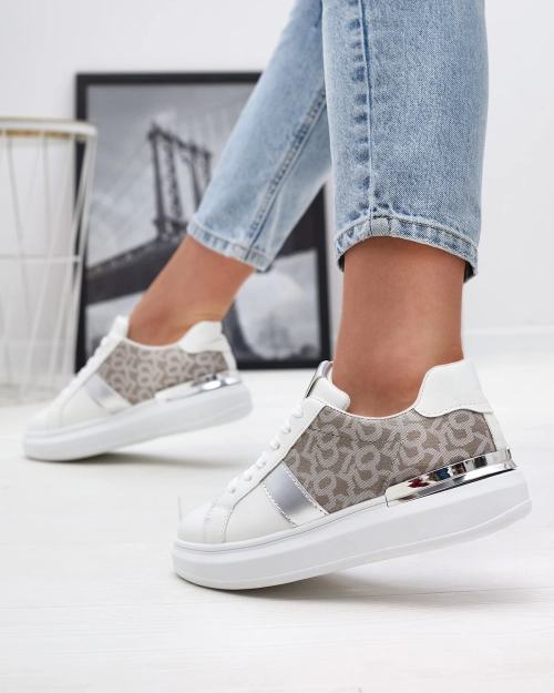 Біло-сріблясті жіночі спортивні кросівки Mlysio- Footwear