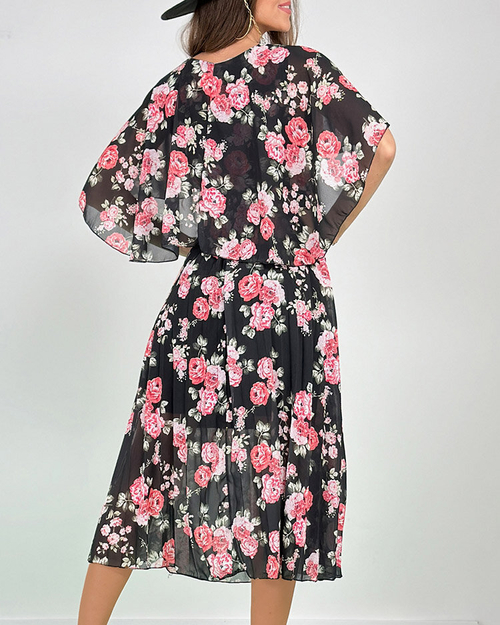 Royalfashion Жіноча плісирована квіткова сукня міді