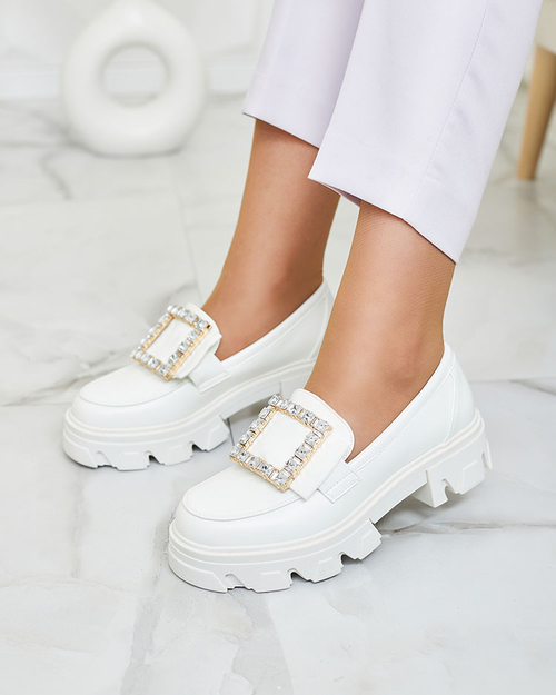 Royalfashion Білі мокасини з декором на носі Alomease