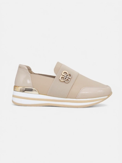 Damen Mokassins Aurora Classico Beige Öko-Leder flache Absätze
