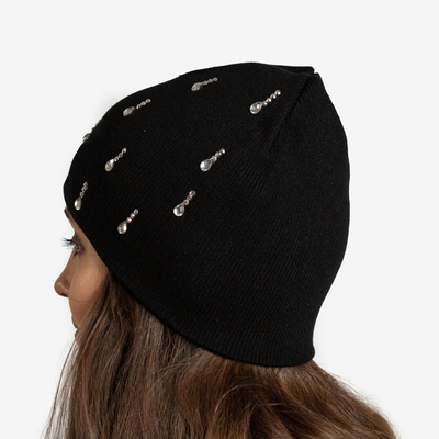 Schwarzer Damenhut mit Zirkonia - Accessoires