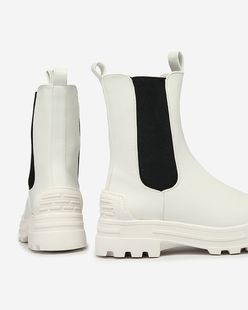 Жіночі черевики на плоскому каблуці Royalfashion білі Yennas