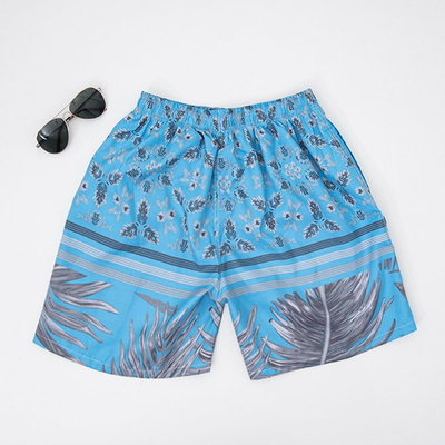 Blau gemusterte Herren Sport Shorts Shorts - Bekleidung