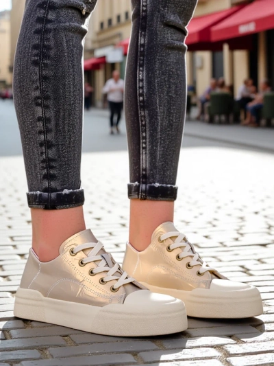 Royalfashion Damen Sport Sneakers Golddelle