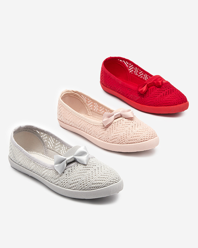 Hellgraue Slip-On-Sneaker für Mädchen mit durchbrochenem Obermaterial Locuni - Footwear