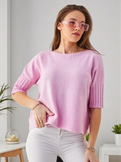 Royalfashion Damen Viskosepullover mit kurzen Ärmeln