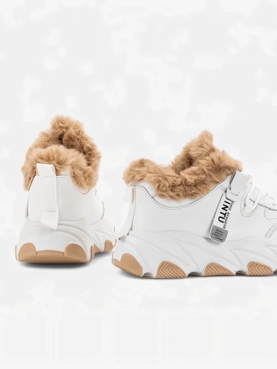 Weiße Sport-Sneaker für Damen mit Nonua-Pelz - Schuhe