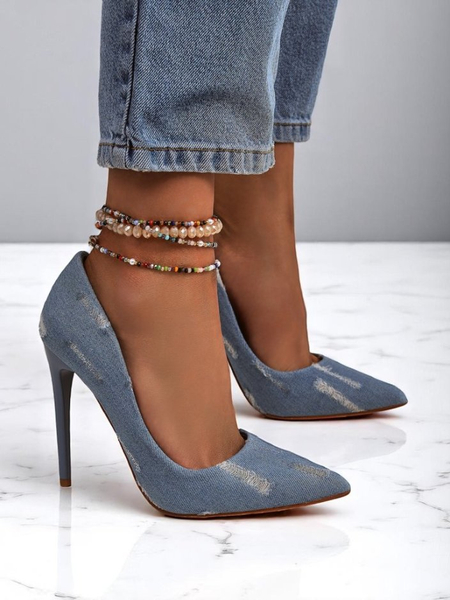 Royalfashion Damen High Heels Pumps Denim Chic