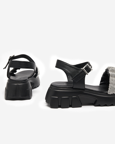 Schwarze Damensandalen mit Zirkonias Pokio- Footwear