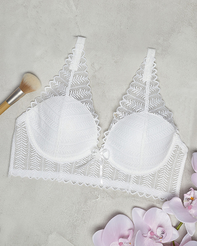 Cremefarbener Damen-Spitzen-BH - Unterwäsche