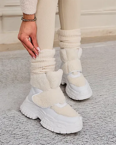 Royalfashion Damen Schneestiefel mit Schafsfell Segulla