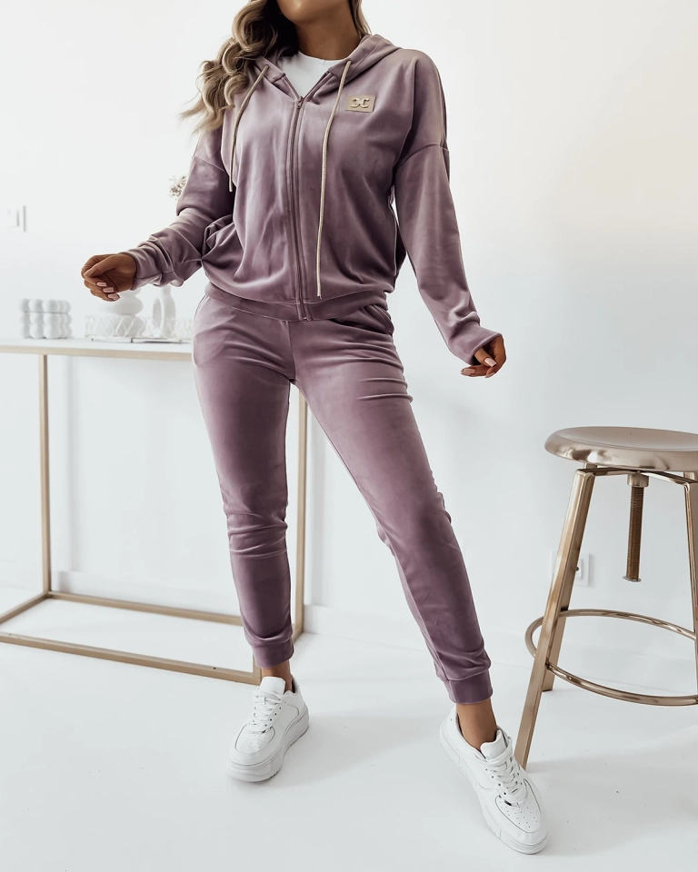 Royalfashion Lila Damen-Sweatshirt-Set mit Patch