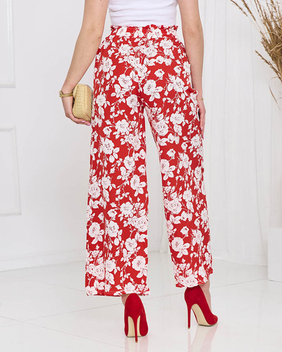 Rote Palazzo-Hose mit Blumenmuster - Kleidung