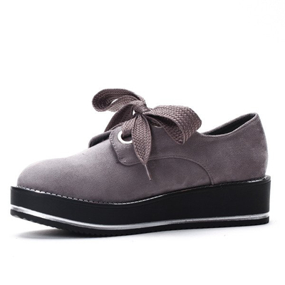 Szare, wiązane creepersy - Obuwie