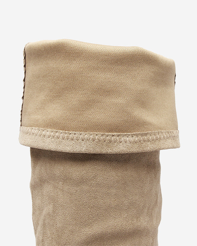 Жіночі чоботи за коліно в кольорі хакі Liki