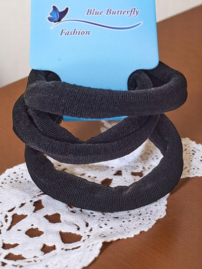 Royalfashion Set aus 3 schwarzen Haargummis Nero