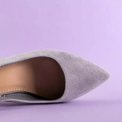 OUTLET Graue Damensandalen aus Öko-Wildleder auf einem Panella-Pfosten - Schuhe