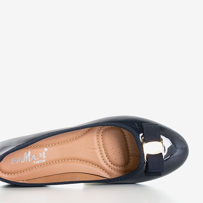 Marineblaue Lackballerinas mit Marco-Schleife - Schuhe