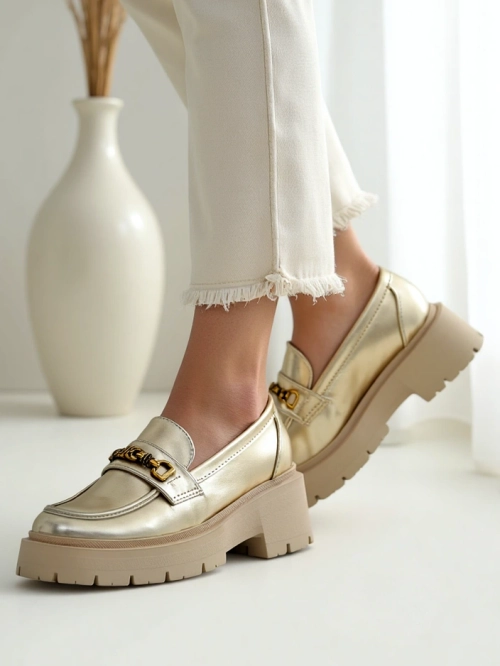 Royalfashion Жіночі мокасини з позолотою Goldlove