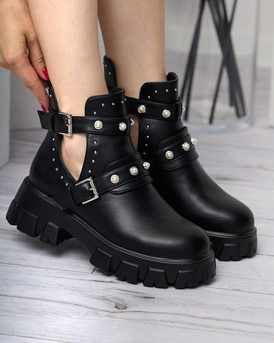 Schwarze Damenstiefel mit fester Sohle Itreff- Footwear