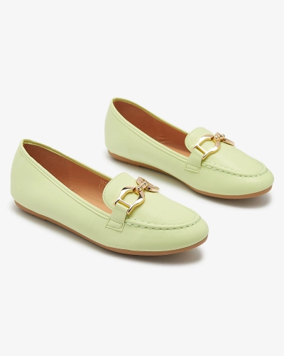 Grüne Damenmokassins aus Öko-Leder mit Verzierung Wiwet-Footwear