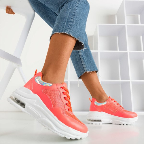 Неонові оранжеві спортивні кросівки з голографічними вставками з пігулок - Взуття 1