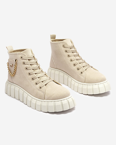 Кремові жіночі спортивні черевики на шнурівці з прикрасами Tamti - Взуття