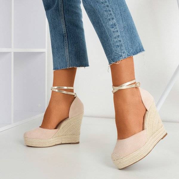 OUTLET Puder Espadrilles auf einem hohen Keil Sablac - Schuhe