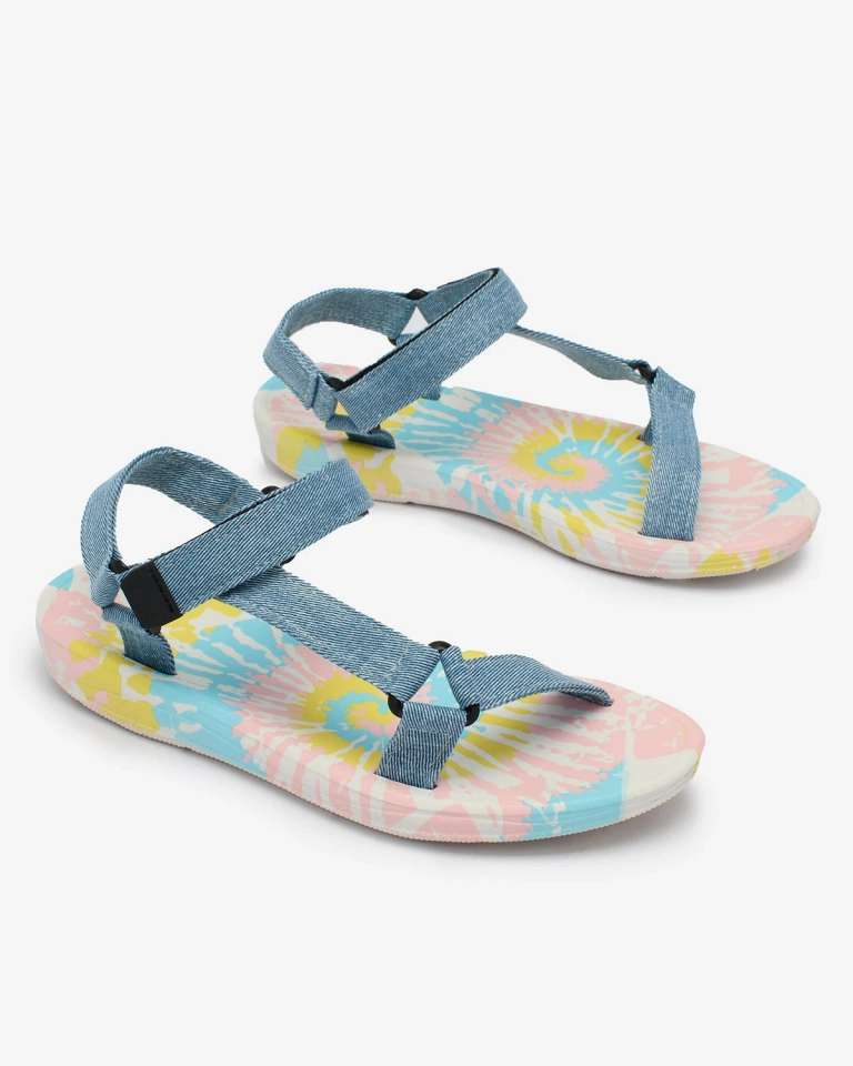 Royalfashion Hellblaue Damensandalen mit farbiger Sohle Asottil