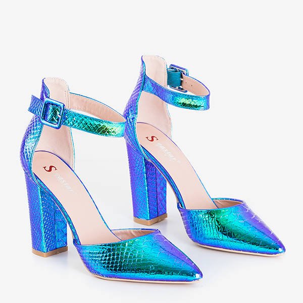 Holographische blaue Pumps a'la Schlangenhaut Monifik - Schuhe