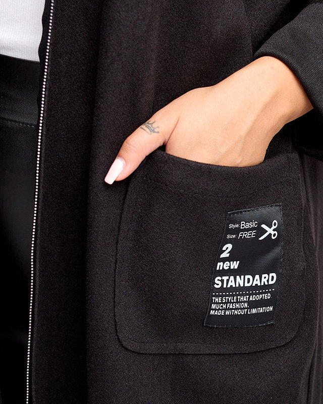 Schwarze Manteljacke für Damen mit Aufschriften - Kleidung