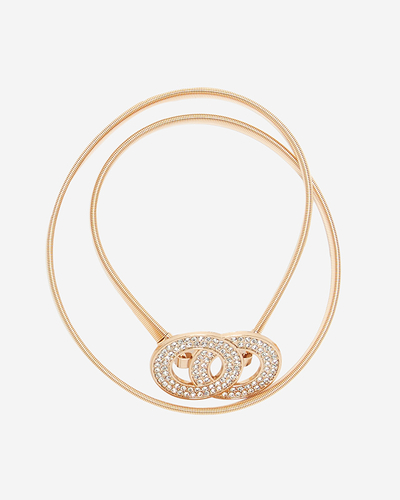 Elastischer Damengürtel in Gold mit Zirkonia-Dekoration - Accessoires