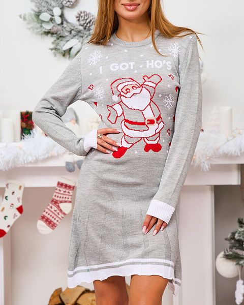 Royalfashion Christmas Sweater Damenkleid in Grau